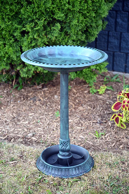 POLY BIRD BATH ANTIQUE GREEN