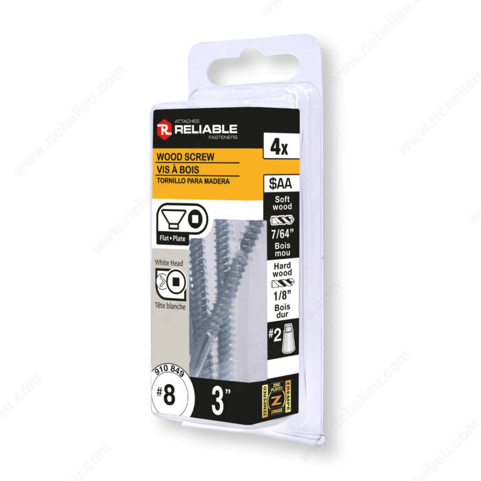 WOOD SCREW #8 3" 8PK
