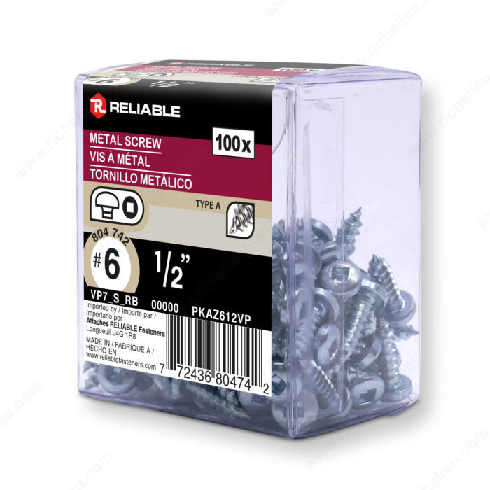METAL SCREWS #6 1/2'' 100PK