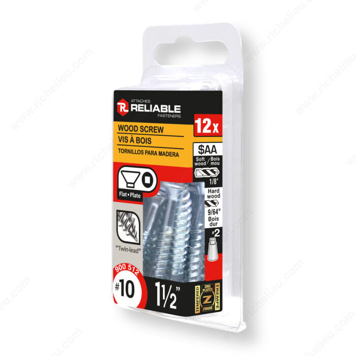 WOOD SCREW #10 1 1/2" 12PK