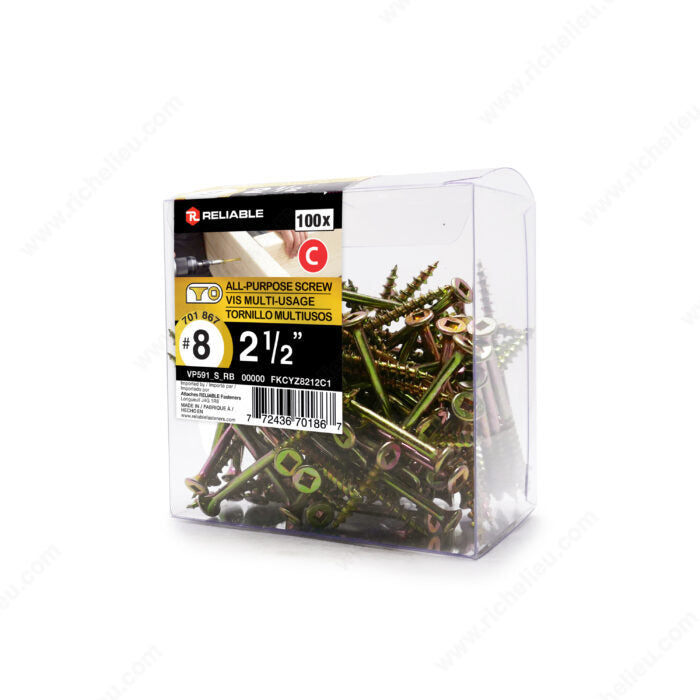 ALL PURPOSE SCREWS #8 2 1/2'' 100PK