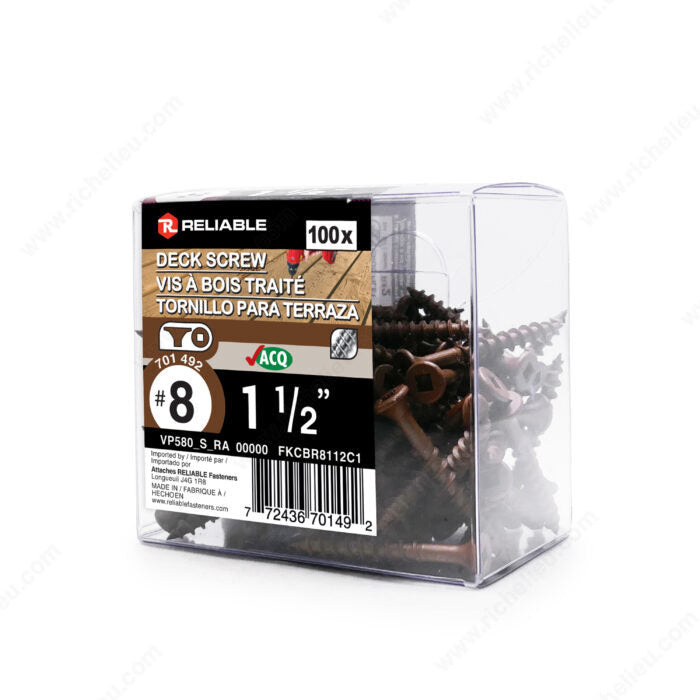 DECK SCREWS #8 1 1/2'' 100PK
