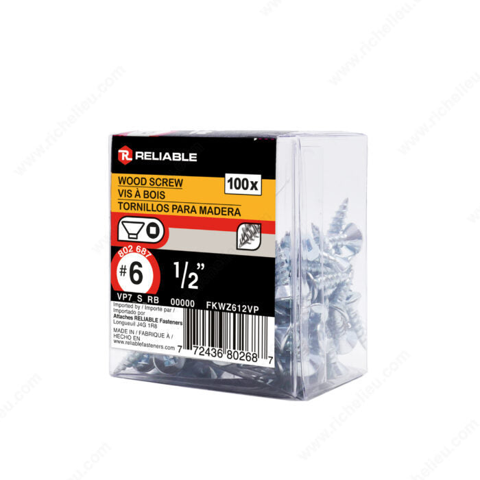 WOOD SCREWS #6 1/2'' 100PK