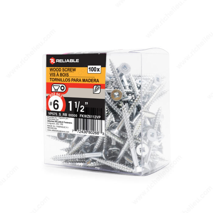 WOOD SCREWS #6 1 1/2'' 100PK