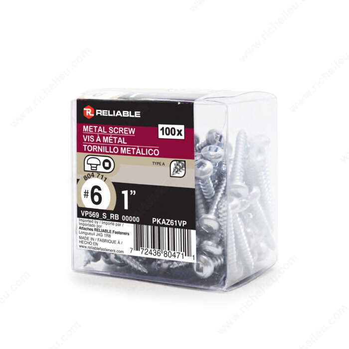 METAL SCREWS #6 1'' 100PK