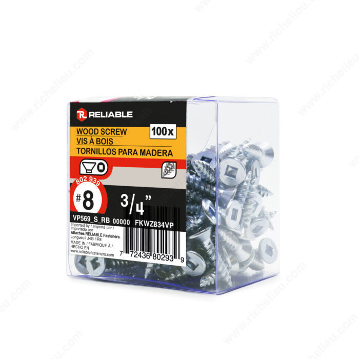 WOOD SCREWS #8 3/4'' 100PK