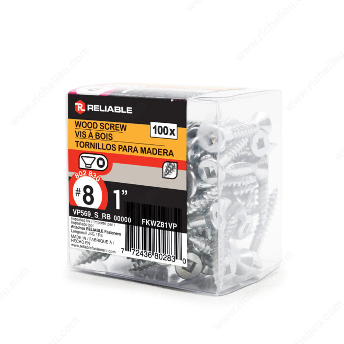 WOOD SCREWS #8 1'' 100PK