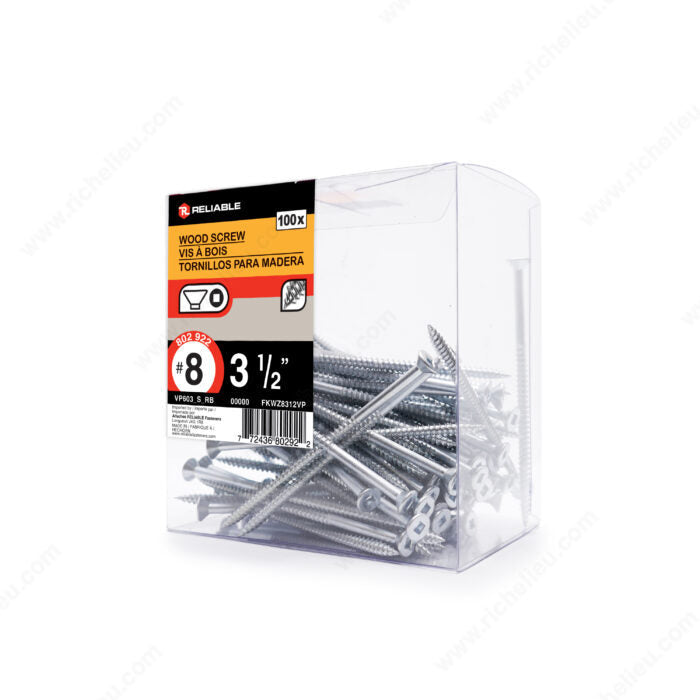 WOOD SCREWS #8 3 1/2'' 100PK