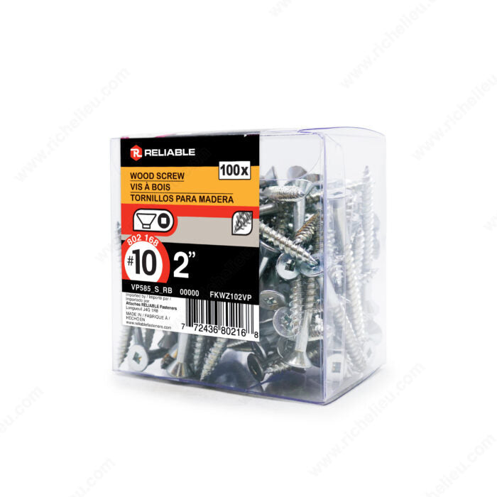 WOOD SCREWS #10 2'' 100PK