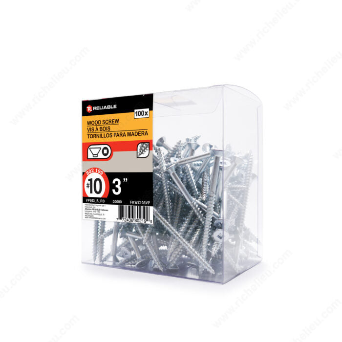 WOOD SCREWS #10 3'' 100PK