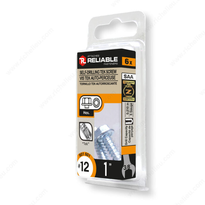 SELF DRILLING TEK SCREW #12 1" 6PK