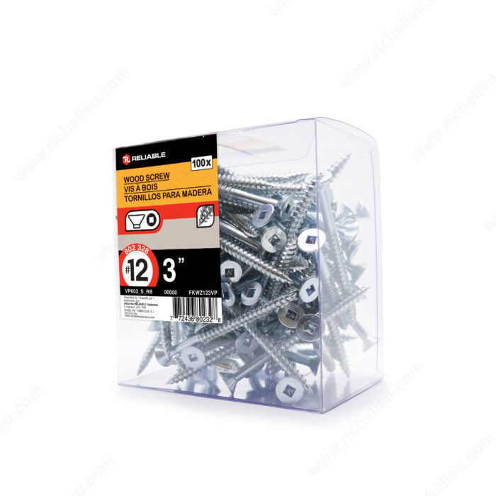WOOD SCREWS #12 3'' 100PK