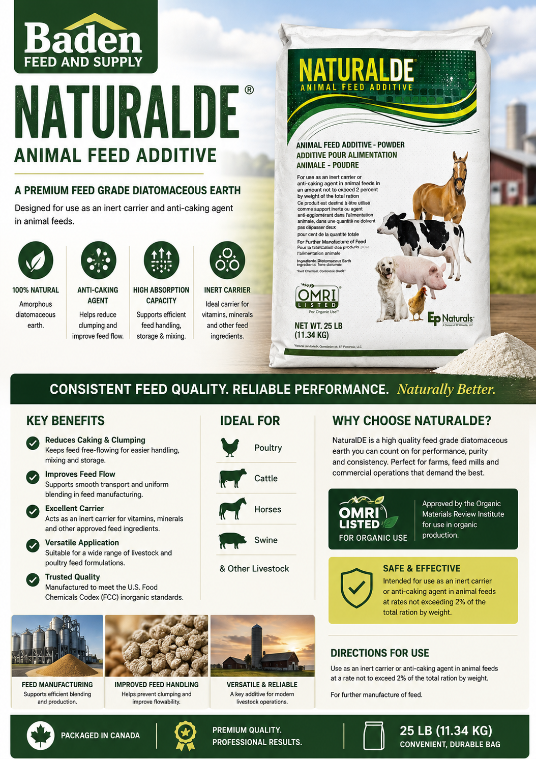NaturalDE Food Grade Diatomaceous Earth – 25 lb Feed Additive
