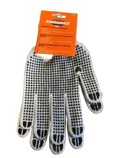 DIAMOND BACK KNITTED WORK GLOVES WITH PVC DOTS