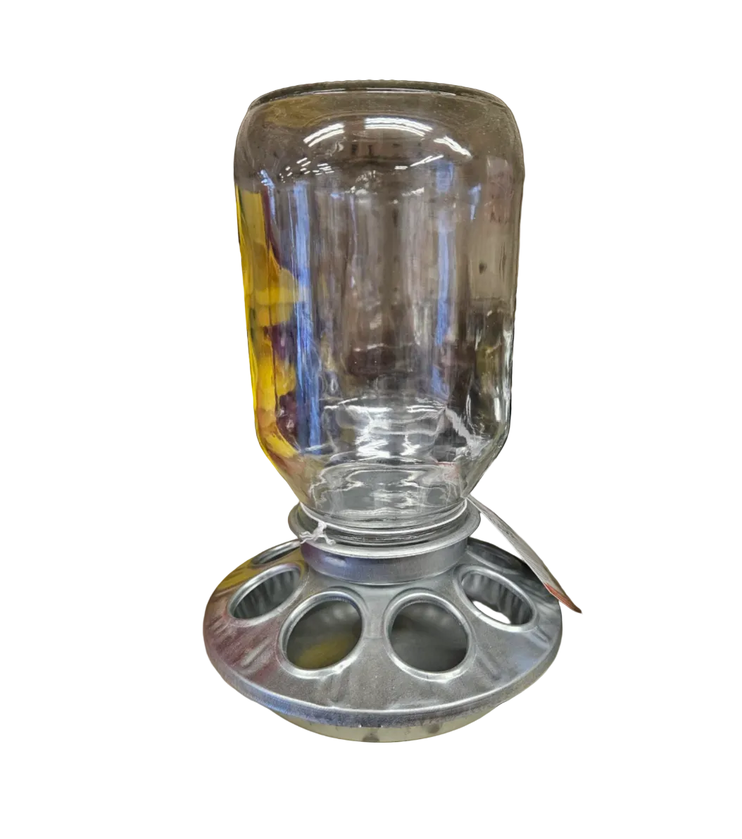 Mason Jar Poultry Feeder – Galvanized Base