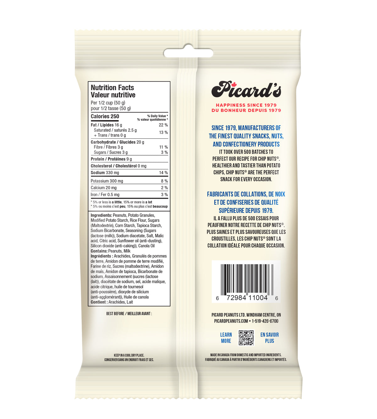 PICARDS SALT AND VINEGAR CHIP NUTS 275G