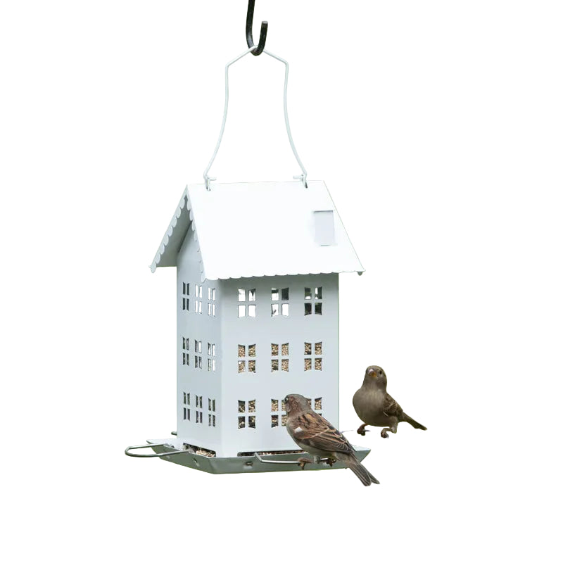 WHITE FARMHOUSE HOPPER FEEDER