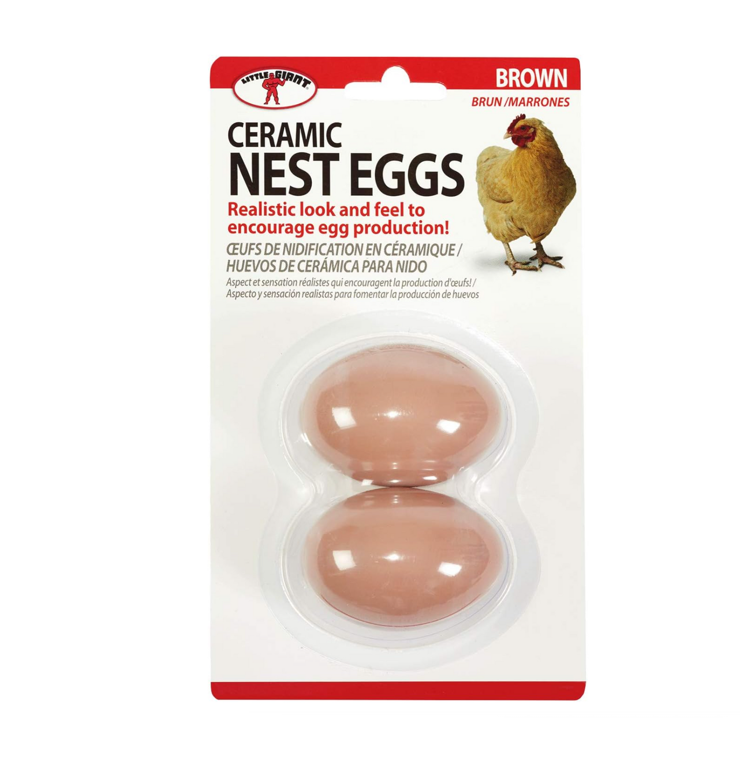 Little Giant Ceramic Nest Eggs – Brown (2 Pack)