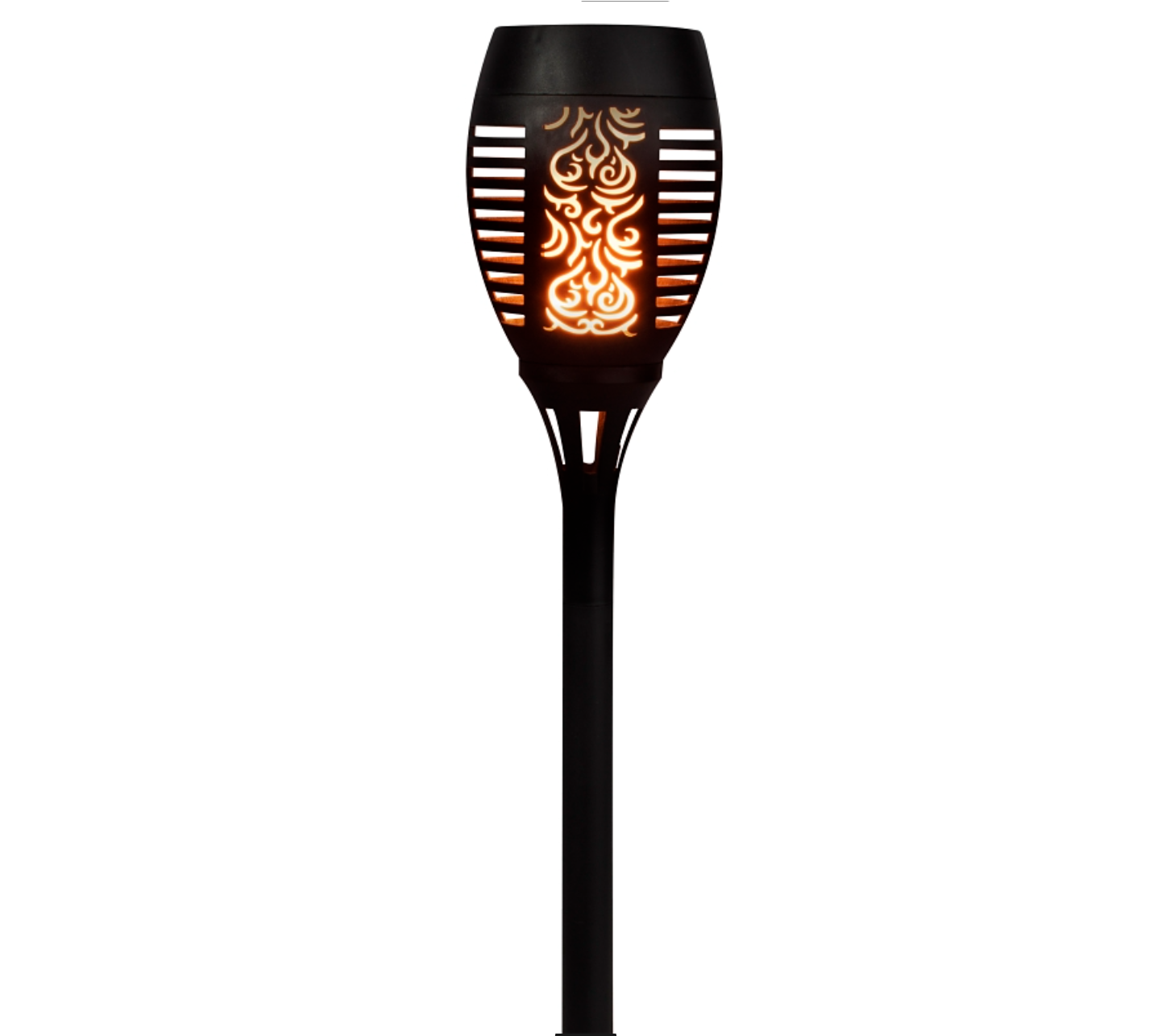 Solar TIKI Torch, Nickel-Metal Hydride Battery, AA Battery, 32-Lamp, Plastic Fixture, Black