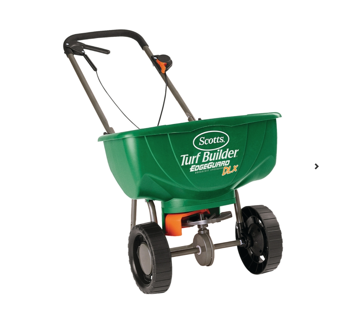 Broadcast Spreader, 15,000 sq-ft Coverage Area, Plastic Hopper, High-Traction Wheel
