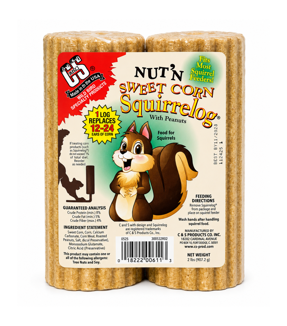 C&S Nut’n Sweet Corn Squirrelog with Peanuts