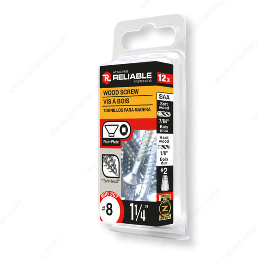 WOOD SCREW #8 1 1/4" 12PK