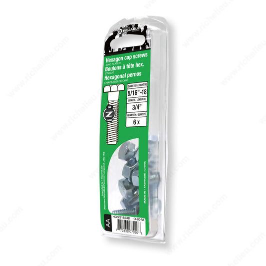 HEXAGON CAP SCREWS 5/16'' BY 3/4'' 6PK