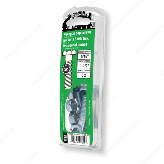 HEXAGON CAP SCREWS 5/16'' BY 1 1/2'' 6PK