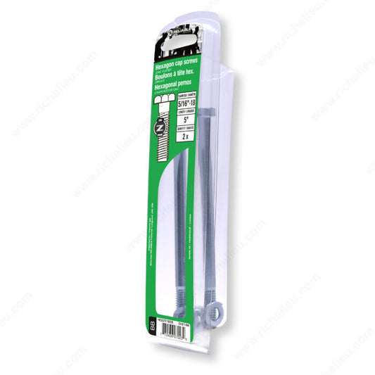 HEXAGON CAP SCREWS 5/16'' BY 5'' 2 PK