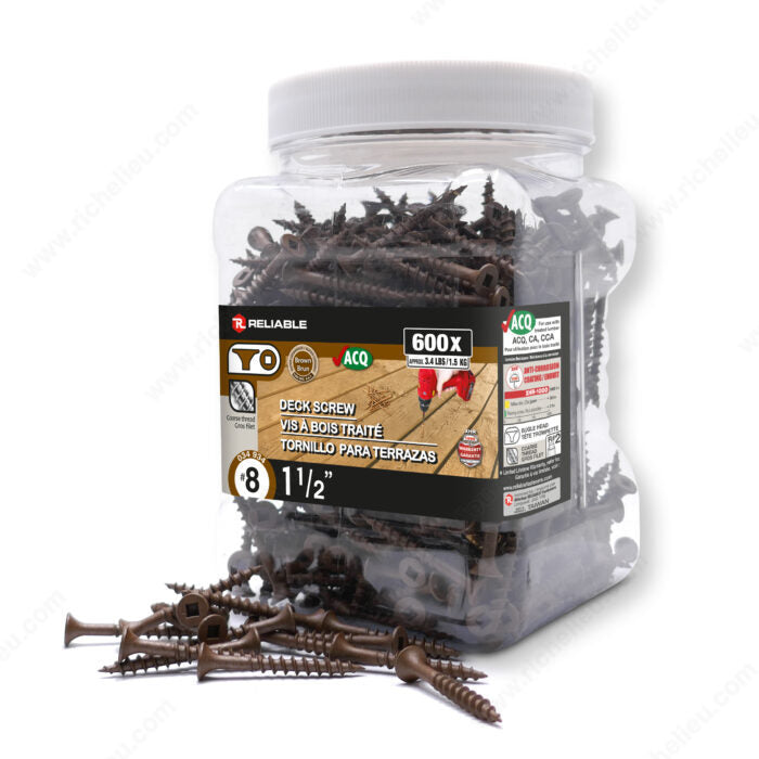 DECK SCREWS #8 1 1/2'' 600PK
