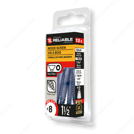 WOOD SCREW #8 1 1/2" 12PK