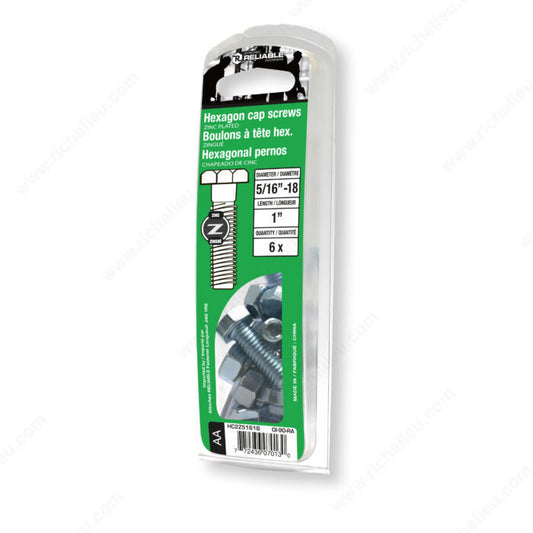 HEXAGON CAP SCREWS 5/16'' BY 1'' 6PK
