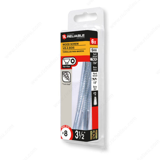 WOOD SCREW #8 3 1/2" 6PK