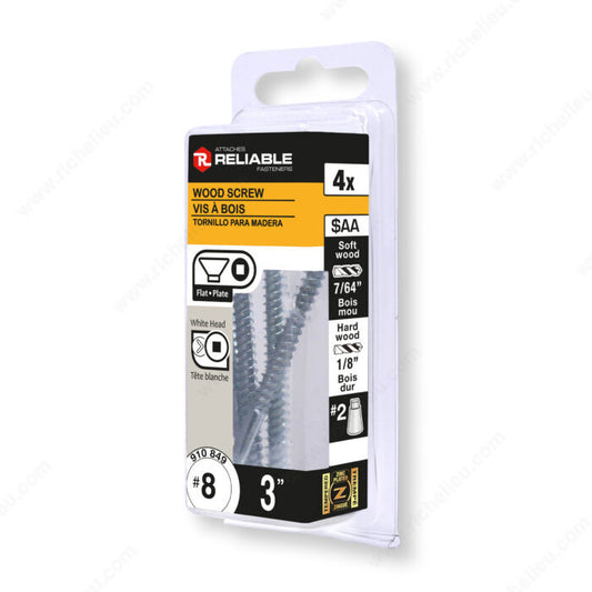 WOOD SCREW #8 3" 8PK
