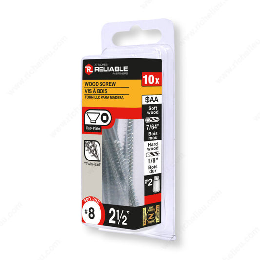 WOOD SCREW #8 2 1/2" 10PK
