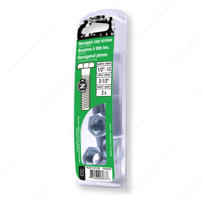 HEXAGON CAP SCREWS 1/2'' BY 2 1/2'' 2PK
