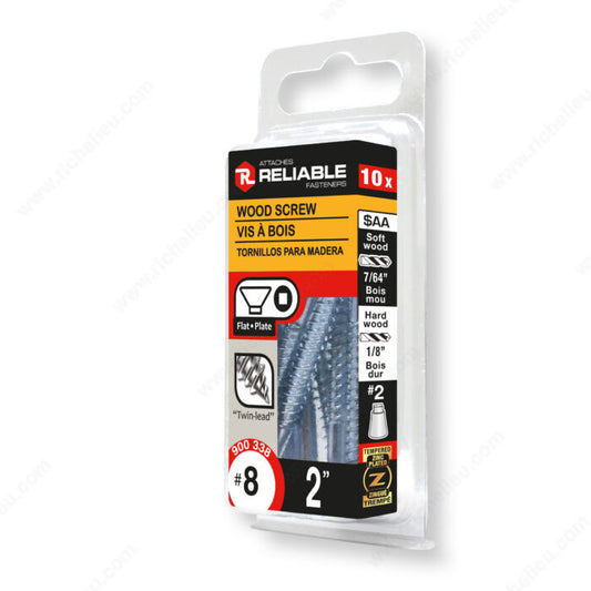 WOOD SCREW #8 2" 10PK