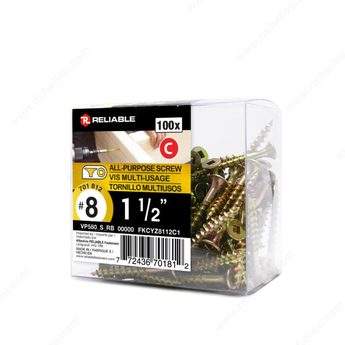 ALL PURPOSE SCREWS #8 1 1/2'' 100PK