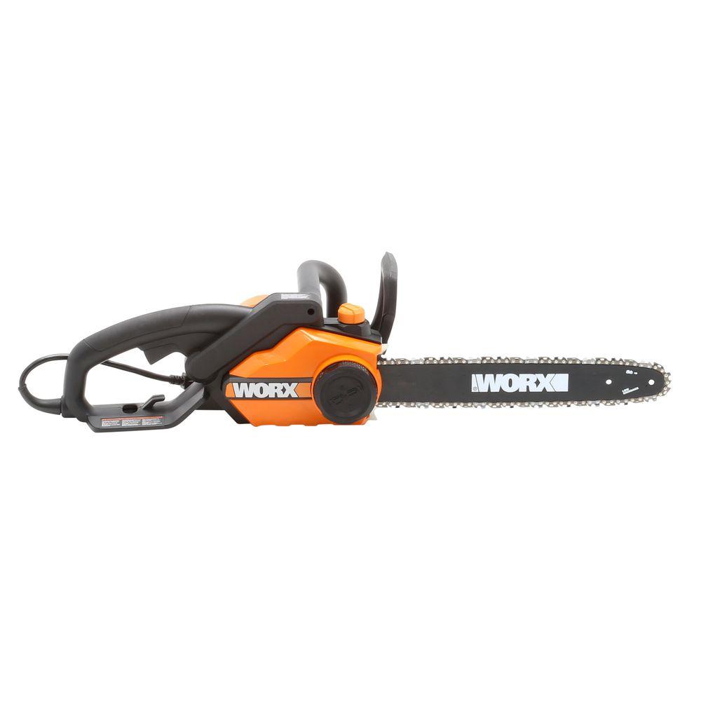 Worx WG303.1 Chainsaw, 14.5 A, 120 V, 3.5 hp, 16 in L Bar/Chain, 3/8 in Bar/Chain Pitch, Rear Handle