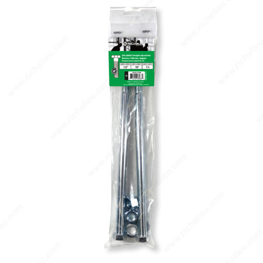 ZINC PLATED GHEXAGON CAP SCREWS 1/2'' BY 10'' 2PK
