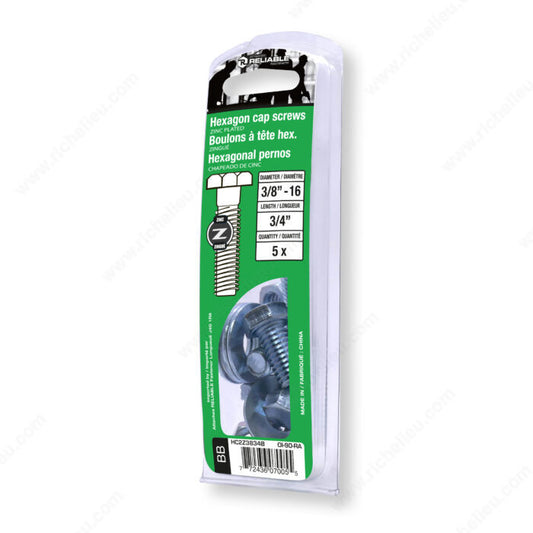 HEXAGON CAP SCREWS 3/8'' BY 3/4'' 5PK