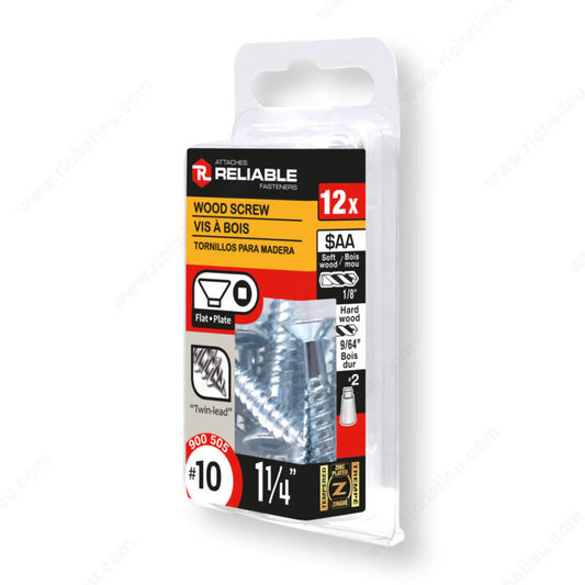 WOOD SCREW #10 1 1/4" 12PK