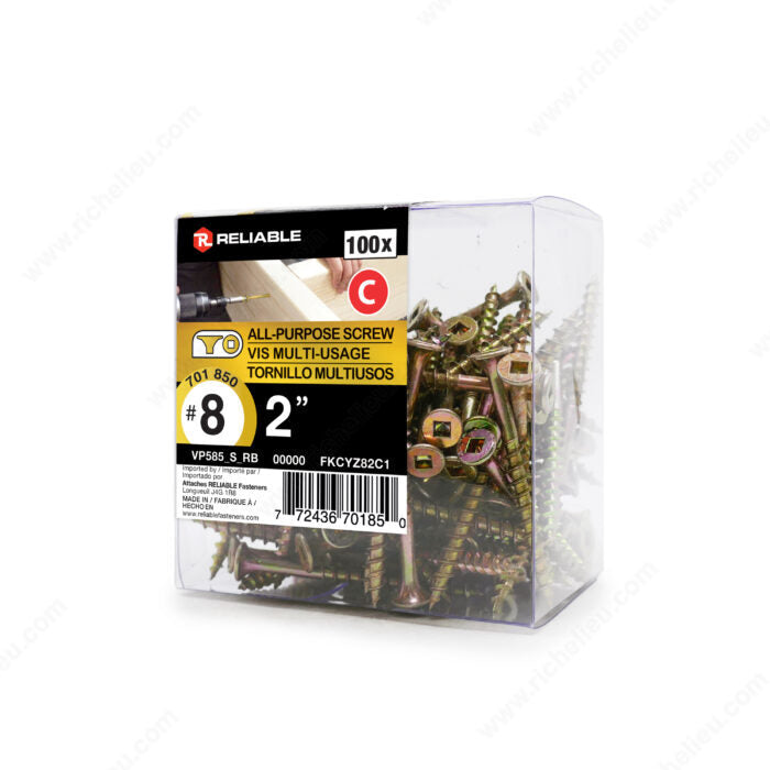 ALL PURPOSE SCREWS #8 2'' 100PK