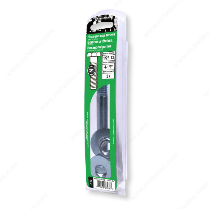 HEXAGON CAP SCREWS 1/2'' BY 4 1/2'' 2PK