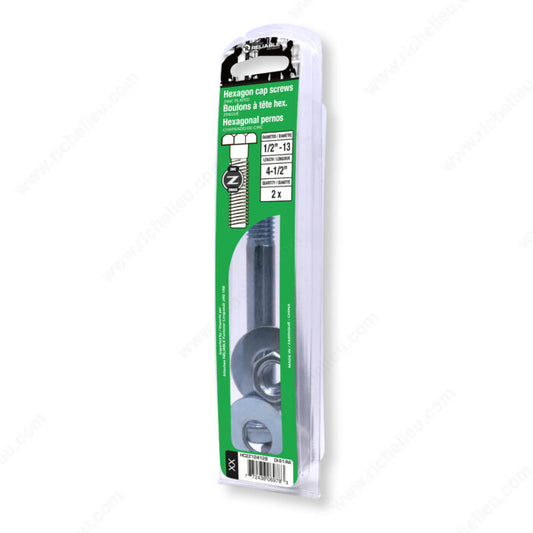 HEXAGON CAP SCREWS 1/2'' BY 4 1/2'' 2PK