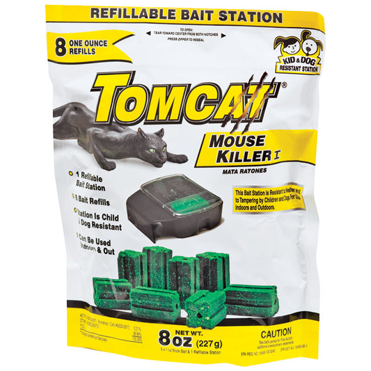 TOMCAT MOUSE KILLER I BAIT STATION WITH REFILLS 8 PACK
