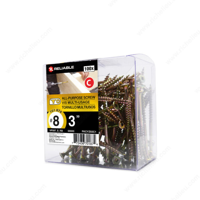 ALL PURPOSE SCREWS #8 3'' 100PK