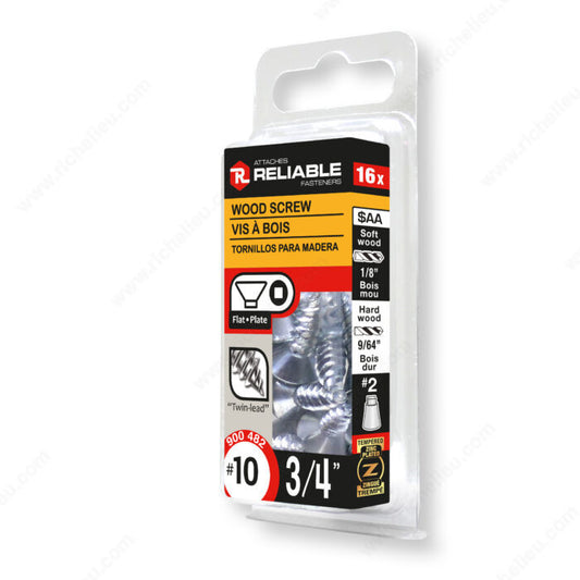 WOOD SCREW #10 3/4" 16PK