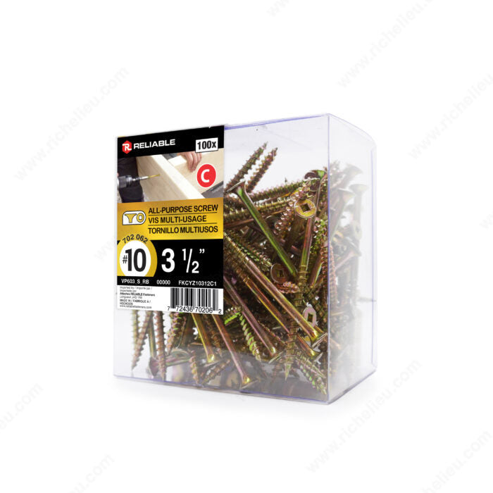ALL PURPOSE SCREWS #10 3 1/2'' 100PK