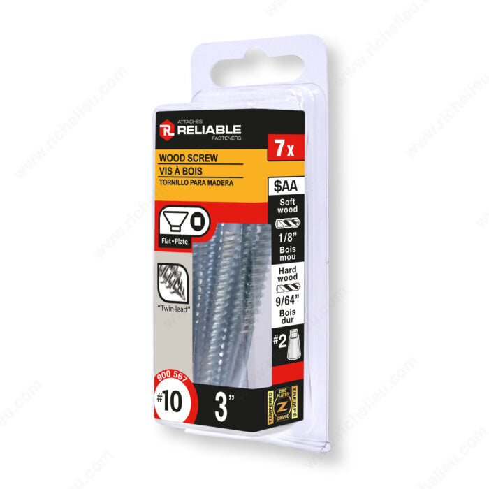 WOOD SCREW #10 3'' 7PK
